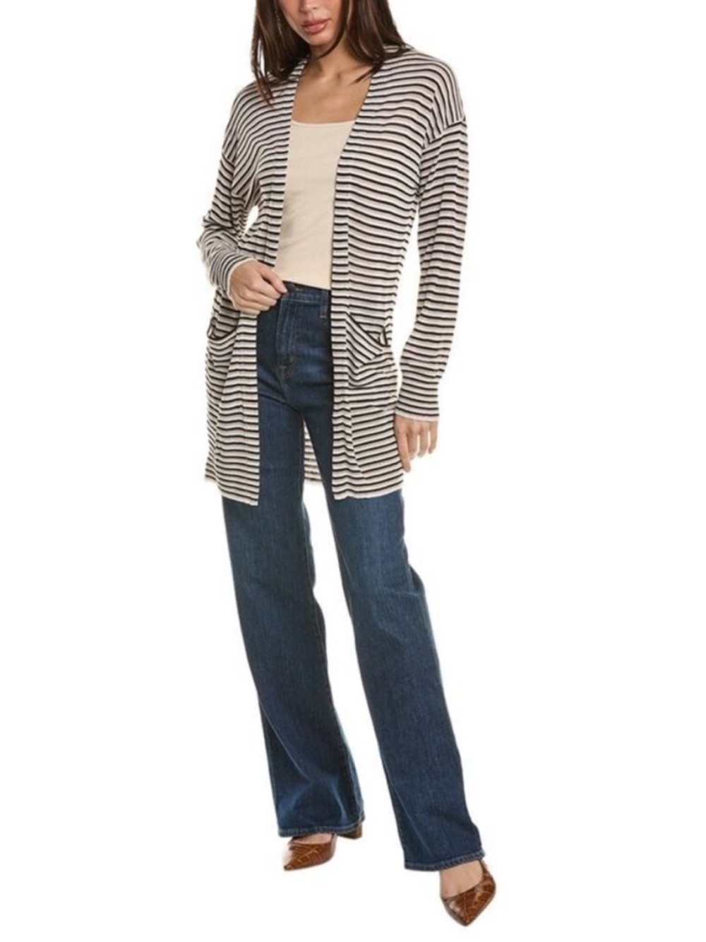 NWT Monrow Stripe Sweater Cardigan M - Picture 3 of 10